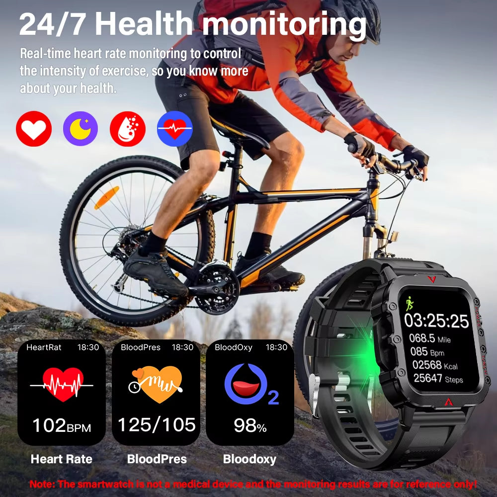 Men Sports Smart Watch 1.71 Screen Blood Oxygen Bluetooth Talking Watch Multi Sport LED Flashlight Outdoor Smart Watch