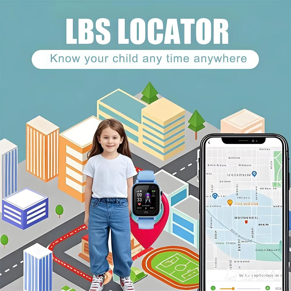 ﻿ Kids Smart Watch 4G Sim Card 2G Internet SOS LBS Location Call Child Smartwatch Camera Waterproof Watch Phone for Boys Girls