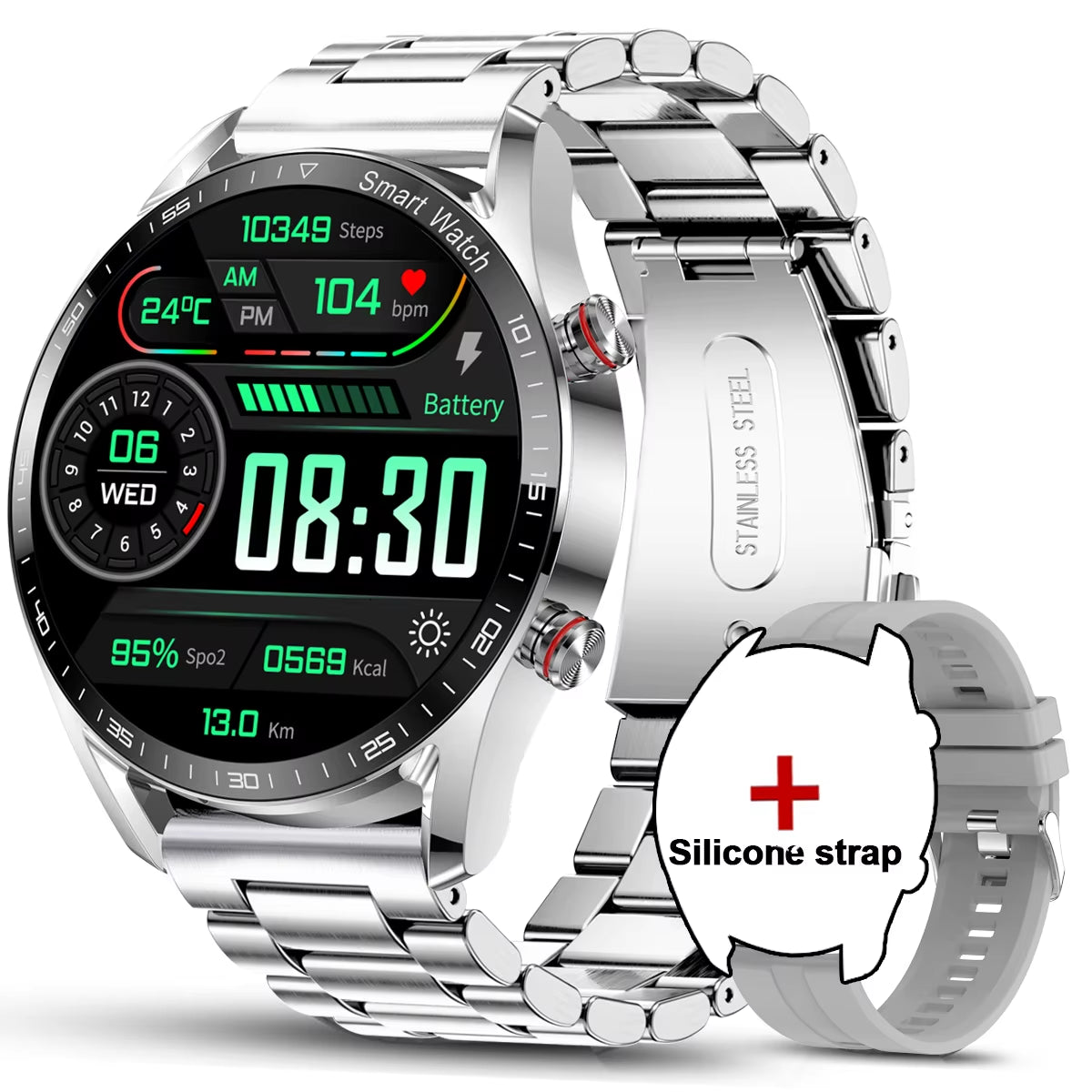 New 1.53Inch Bluetooth Call Smart Watch Men Multi-Sport Mode Heart Rate Health Monitoring Waterproof Business Smartwatch