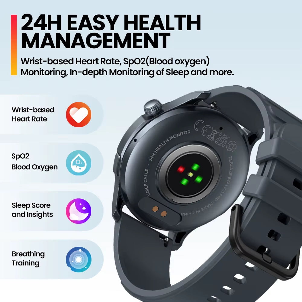 [2024 World Premiere]  Btalk 3 Pro Smart Watch AMOLED Display Hi-Fi Bluetooth Phone Calls Health and Fitness Tracking