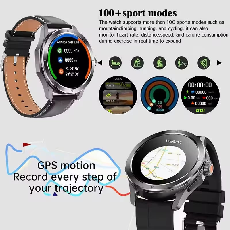 2025 New S4 Ultra Outdoor Sports Smart Watch Men AMOLED Screen NFC GPS Compass Heart Rate Waterproof Bluetooth Call Smartwatch