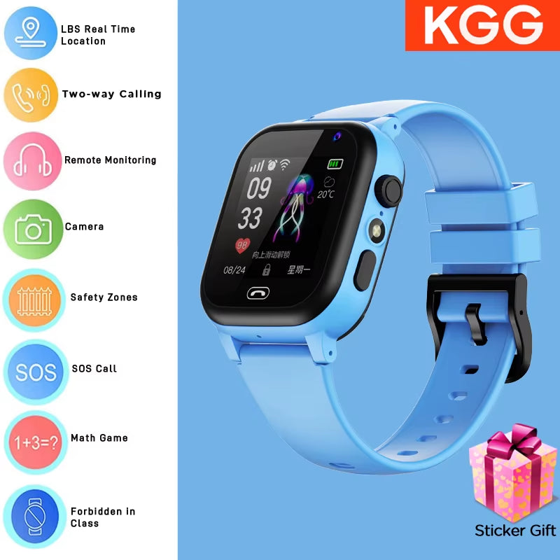 ﻿ Kids Smart Watch 4G Sim Card 2G Internet SOS LBS Location Call Child Smartwatch Camera Waterproof Watch Phone for Boys Girls