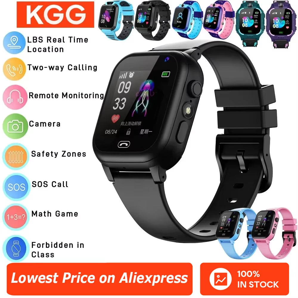 ﻿ Kids Smart Watch 4G Sim Card 2G Internet SOS LBS Location Call Child Smartwatch Camera Waterproof Watch Phone for Boys Girls