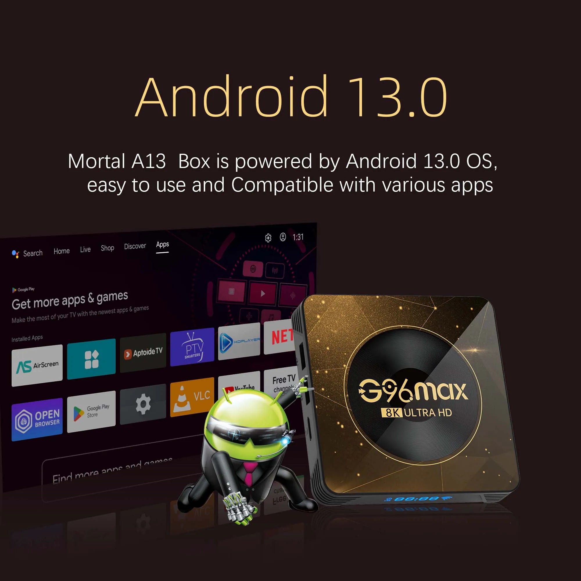 A13 Android13 8K TV Box Wifi6 Transmission Media Player Rockchip3528 32G64G Large Memory Netflix Youtube Free Live TV