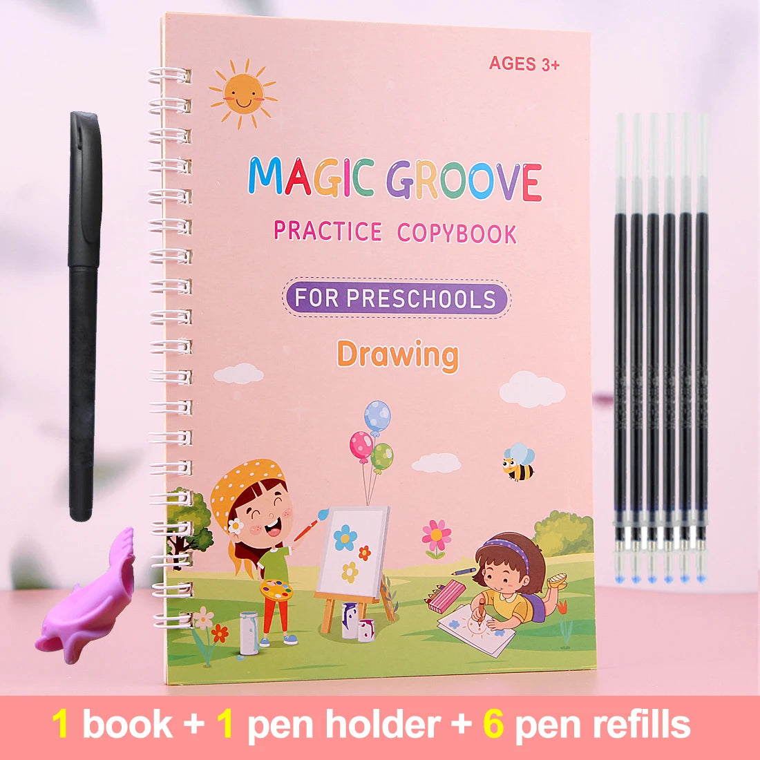 Reusable Magic Copybook Drawing Toys for Children Montessori Pen Control Training Writing Sticker Learning Educational Toy Kids