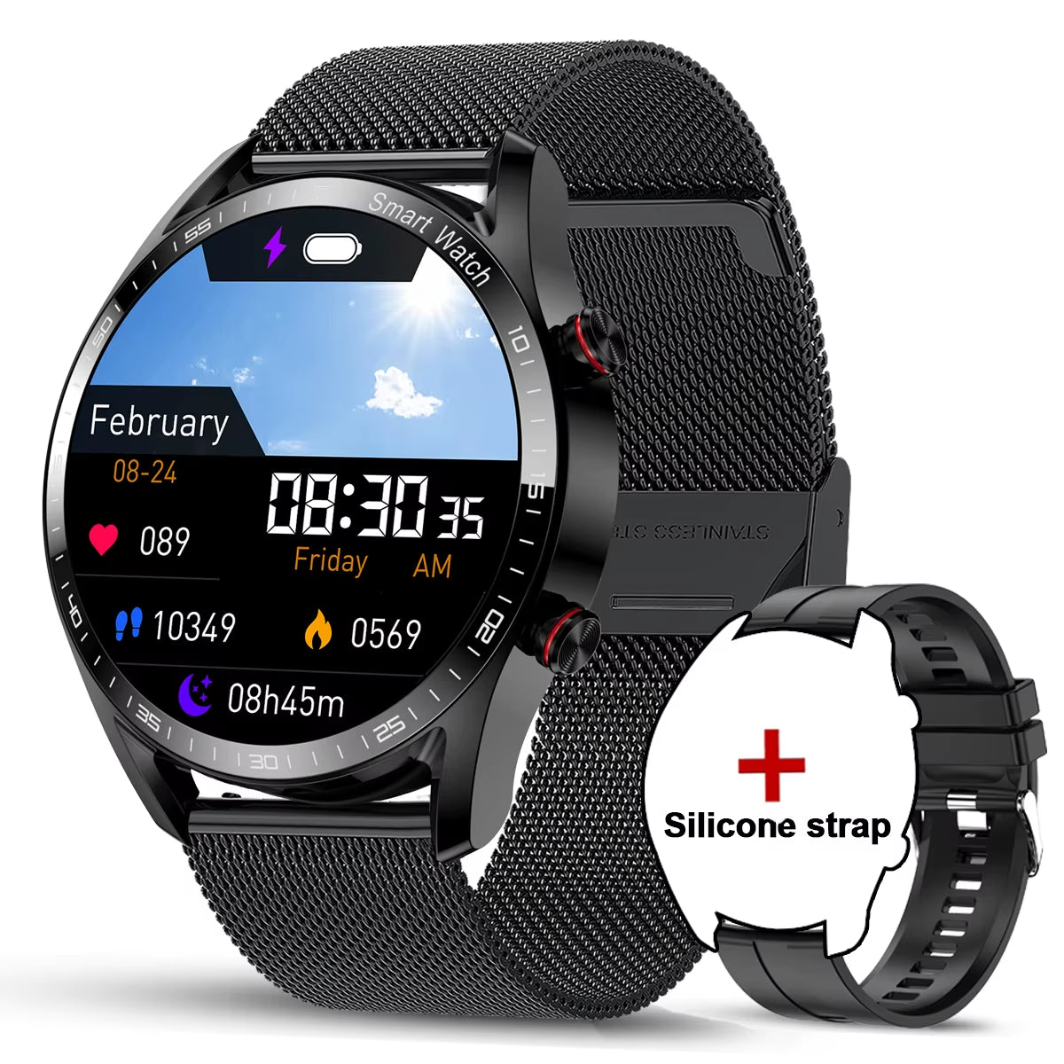 New 1.53Inch Bluetooth Call Smart Watch Men Multi-Sport Mode Heart Rate Health Monitoring Waterproof Business Smartwatch