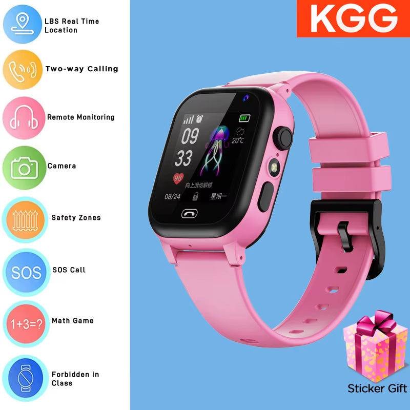 ﻿ Kids Smart Watch 4G Sim Card 2G Internet SOS LBS Location Call Child Smartwatch Camera Waterproof Watch Phone for Boys Girls