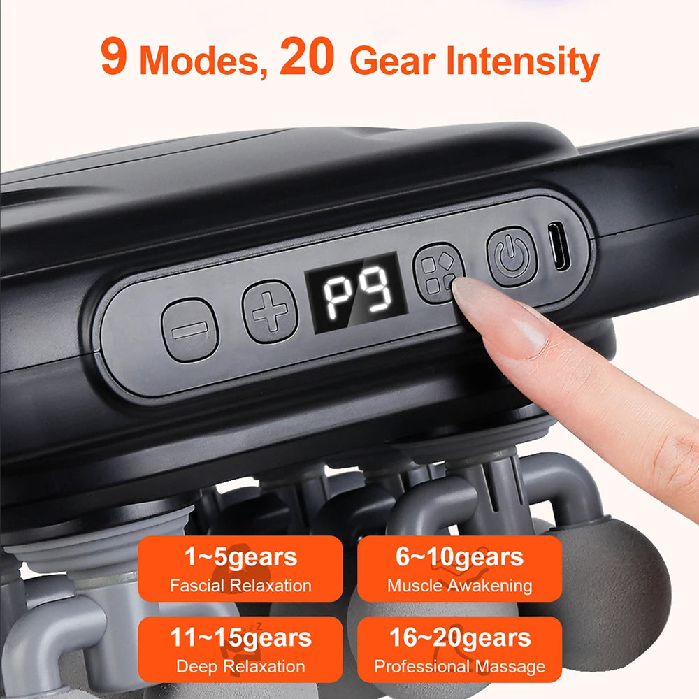 16-Head Fascia Gun High-Frequency Vibration Body Massage Gun Waist and Back Massager Neck Shoulder Massager Muscle Masajeador