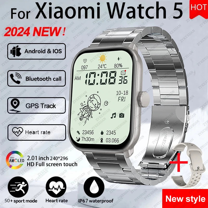 For Xiaomi Watch 5 Global Version Men Women HD AMOLED Screen Heart Rate Bluetooth Call GPS Track Waterproof Sports Smart Watch